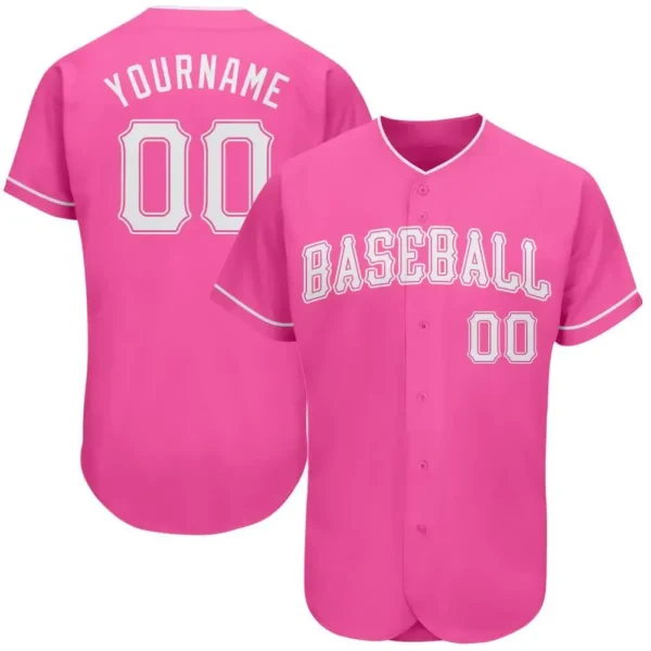 Custom Pink Baseball Jersey with White