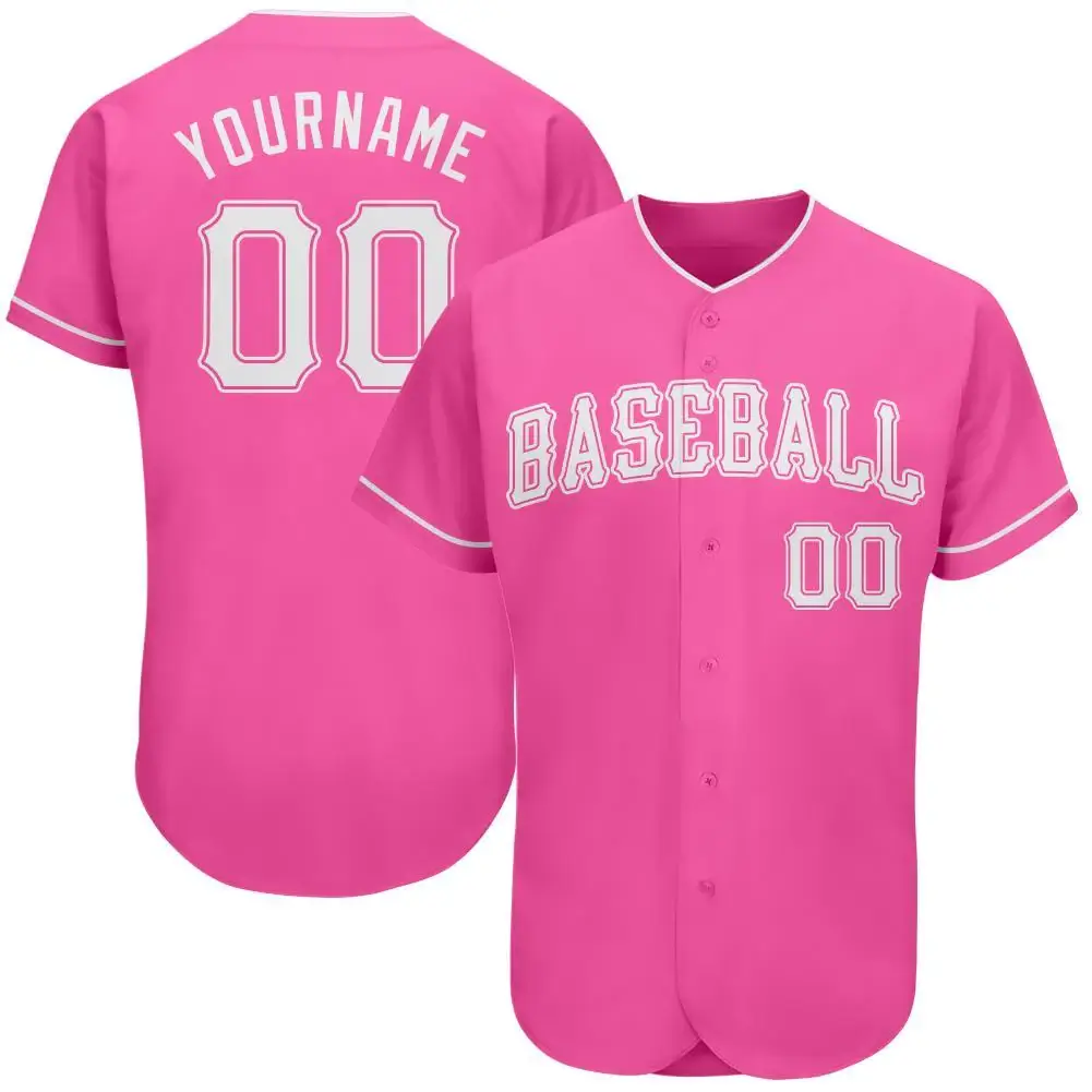 Custom Pink Baseball Jersey with White