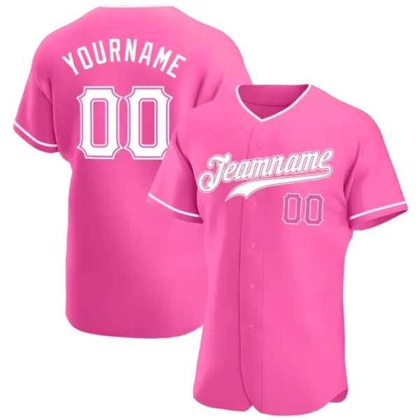 Custom Pink Baseball Jersey with White