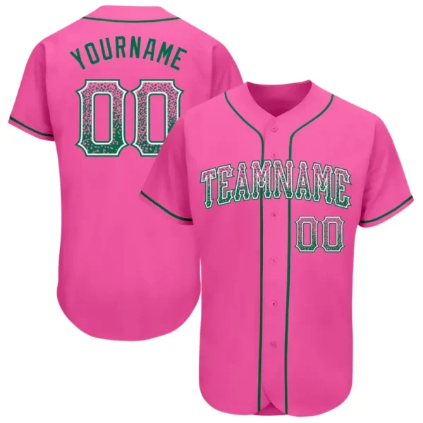 Custom Pink Drift Fashion Baseball Jersey with Kelly Green-White