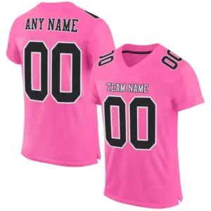 Custom Pink Mesh Football Jersey with Black