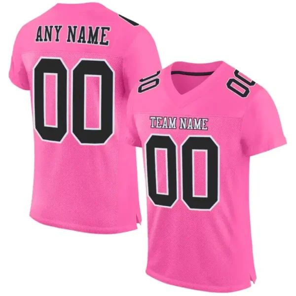 Custom Pink Mesh Football Jersey with Black