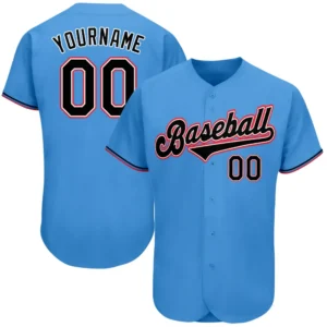 Custom Powder Blue Baseball Jersey with Black-Orange