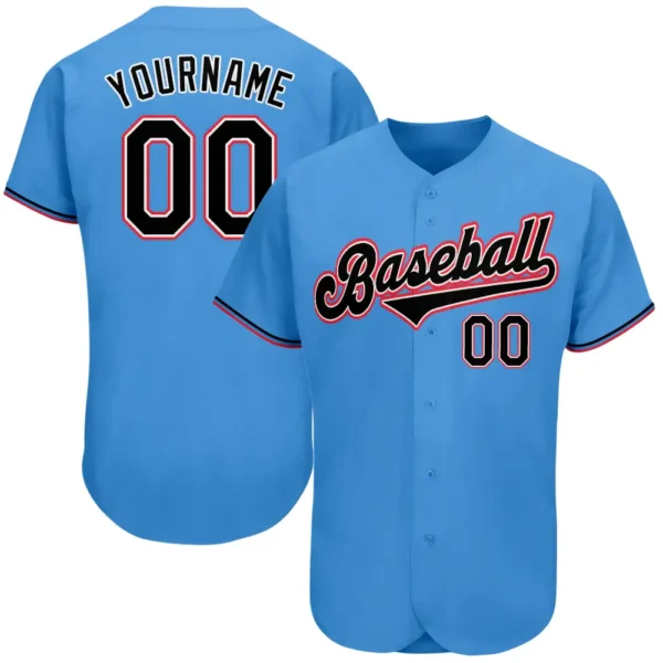 Custom Powder Blue Baseball Jersey with Black-Orange