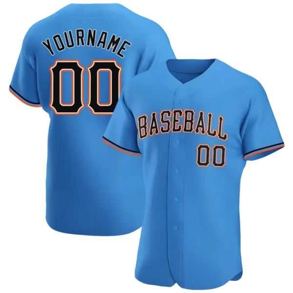 Custom Powder Blue Baseball Jersey with Black-Orange