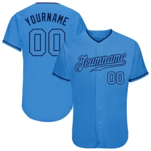 Custom Powder Blue Baseball Jersey with Powder Blue-Navy