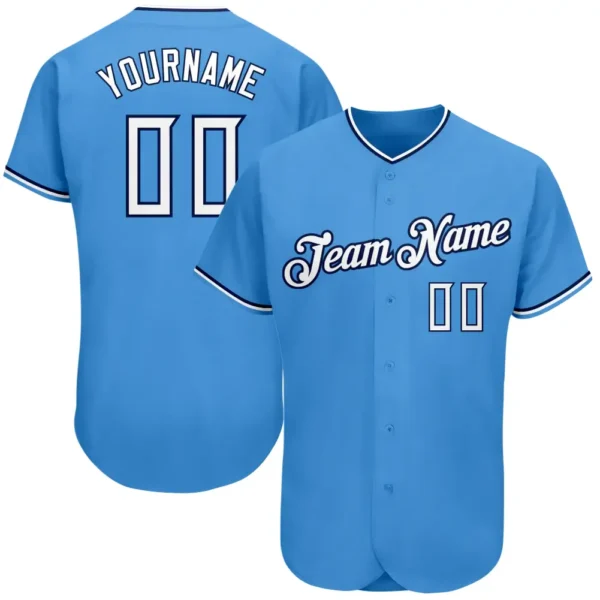 Custom Powder Blue Baseball Jersey with White-Navy
