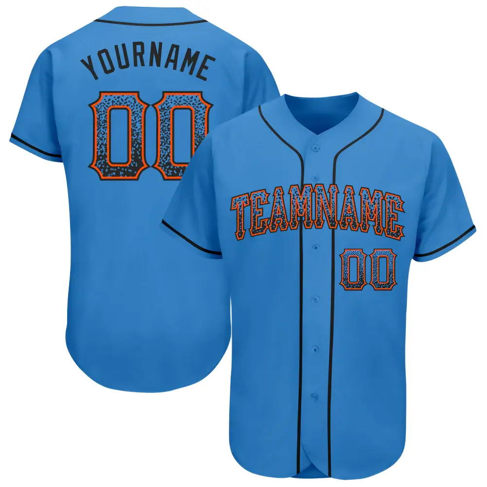 Custom Powder Blue Drift Fashion Baseball Jersey with Black-Orange