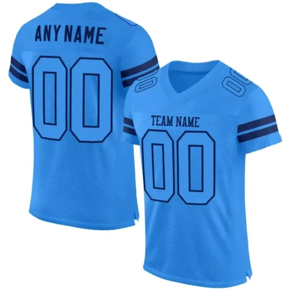Custom Powder Blue Mesh Football Jersey with Navy