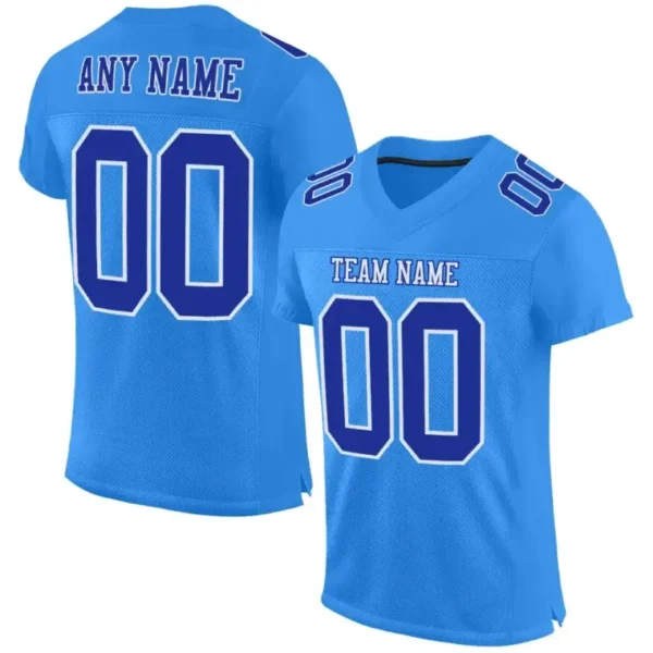 Custom Powder Blue Mesh Football Jersey with Royal