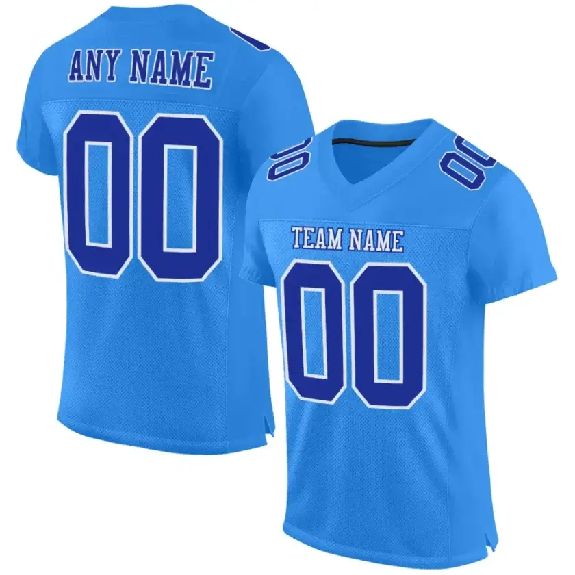 Custom Powder Blue Mesh Football Jersey with Royal