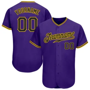 Custom Purple Baseball Jersey with Black-Gold