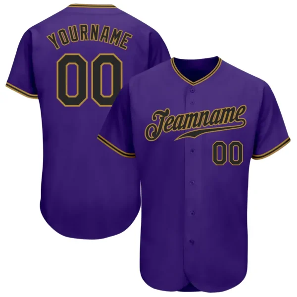 Custom Purple Baseball Jersey with Black-Old Gold