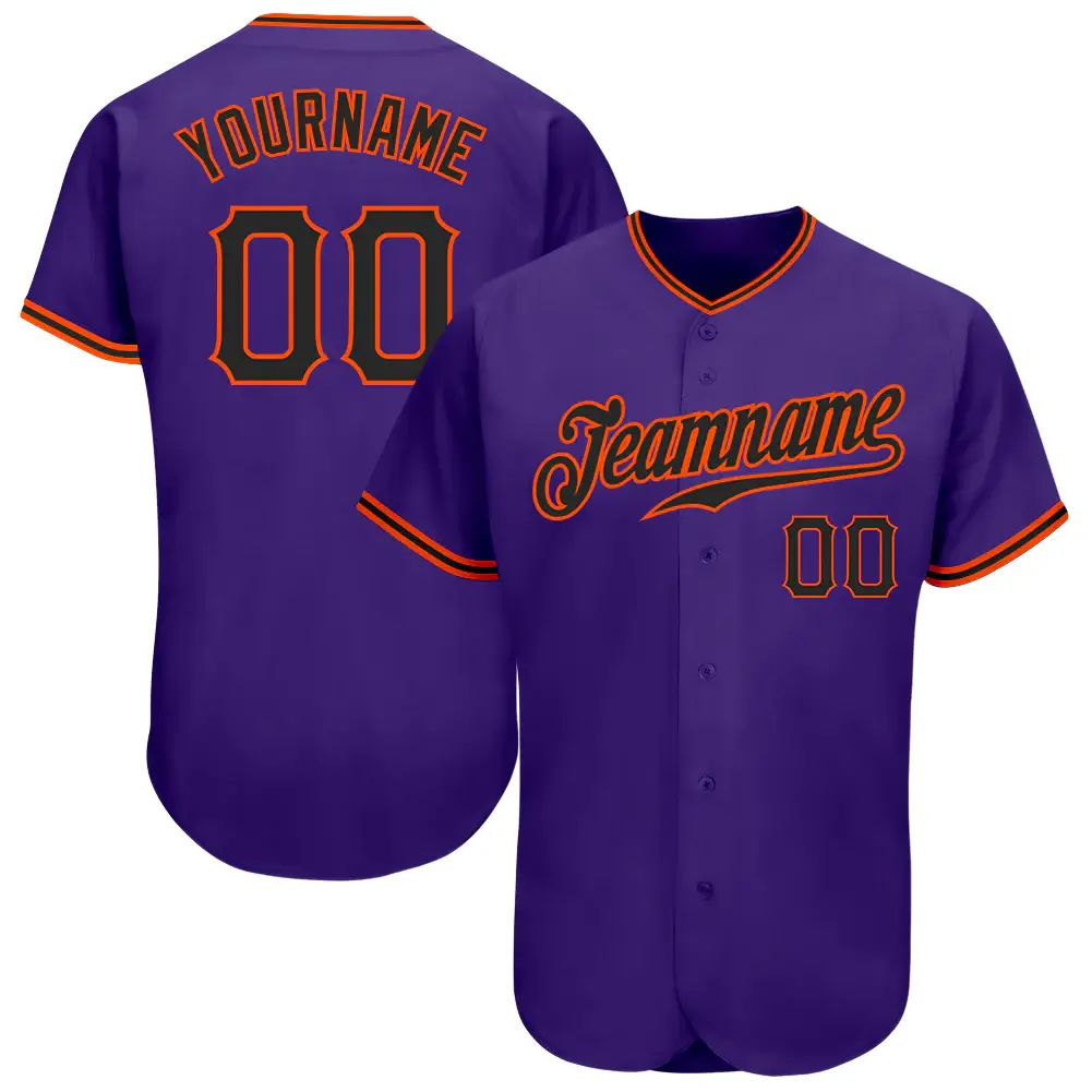 Custom Purple Baseball Jersey with Black-Orange