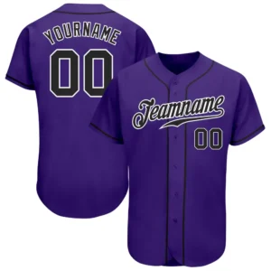 Custom Purple Baseball Jersey with Black-White