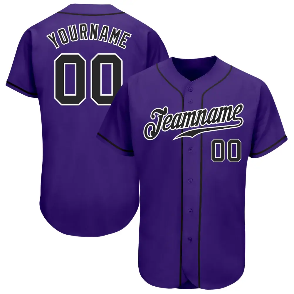 Custom Purple Baseball Jersey with Black-White