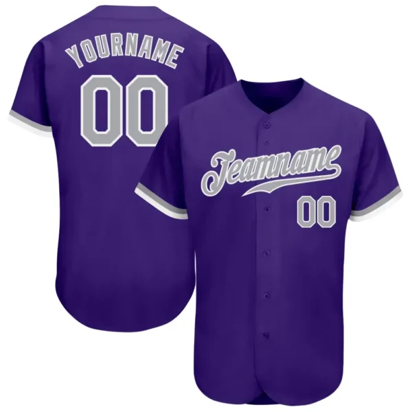 Custom Purple Baseball Jersey with Gray-White