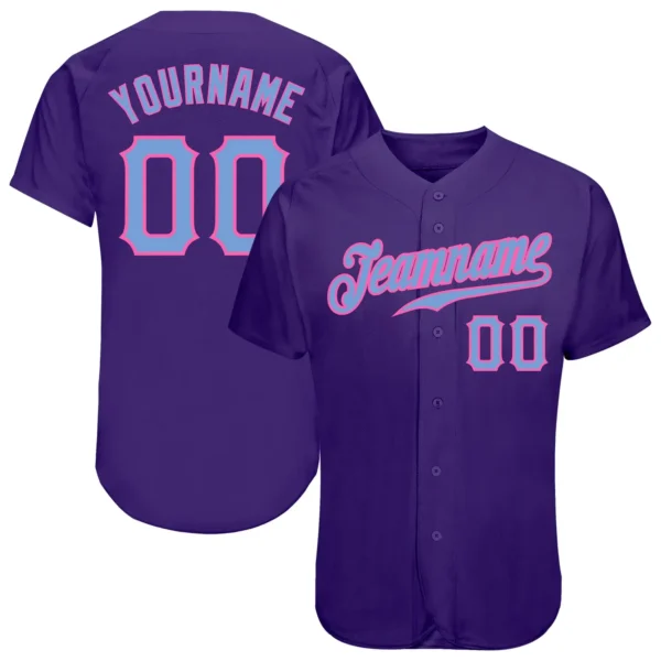 Custom Purple Baseball Jersey with Light Blue-Pink