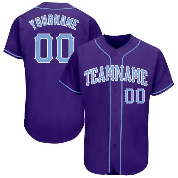 Custom Purple Baseball Jersey with Light Blue-White