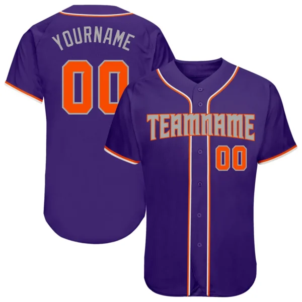 Custom Purple Baseball Jersey with Orange-Gray