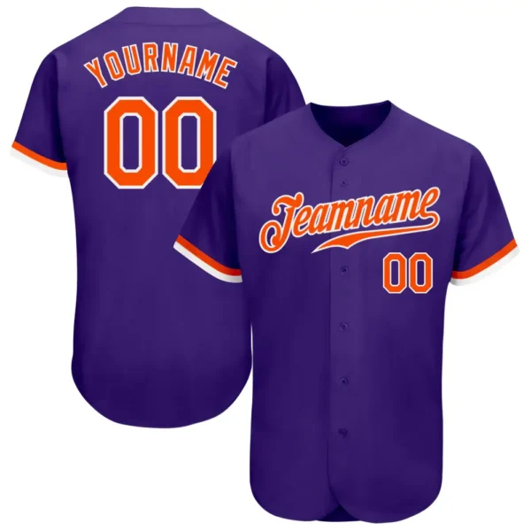 Custom Purple Baseball Jersey with Orange-White