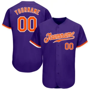 Custom Purple Baseball Jersey with Orange-White