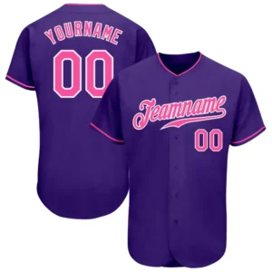 Custom Purple Baseball Jersey with Pink-White