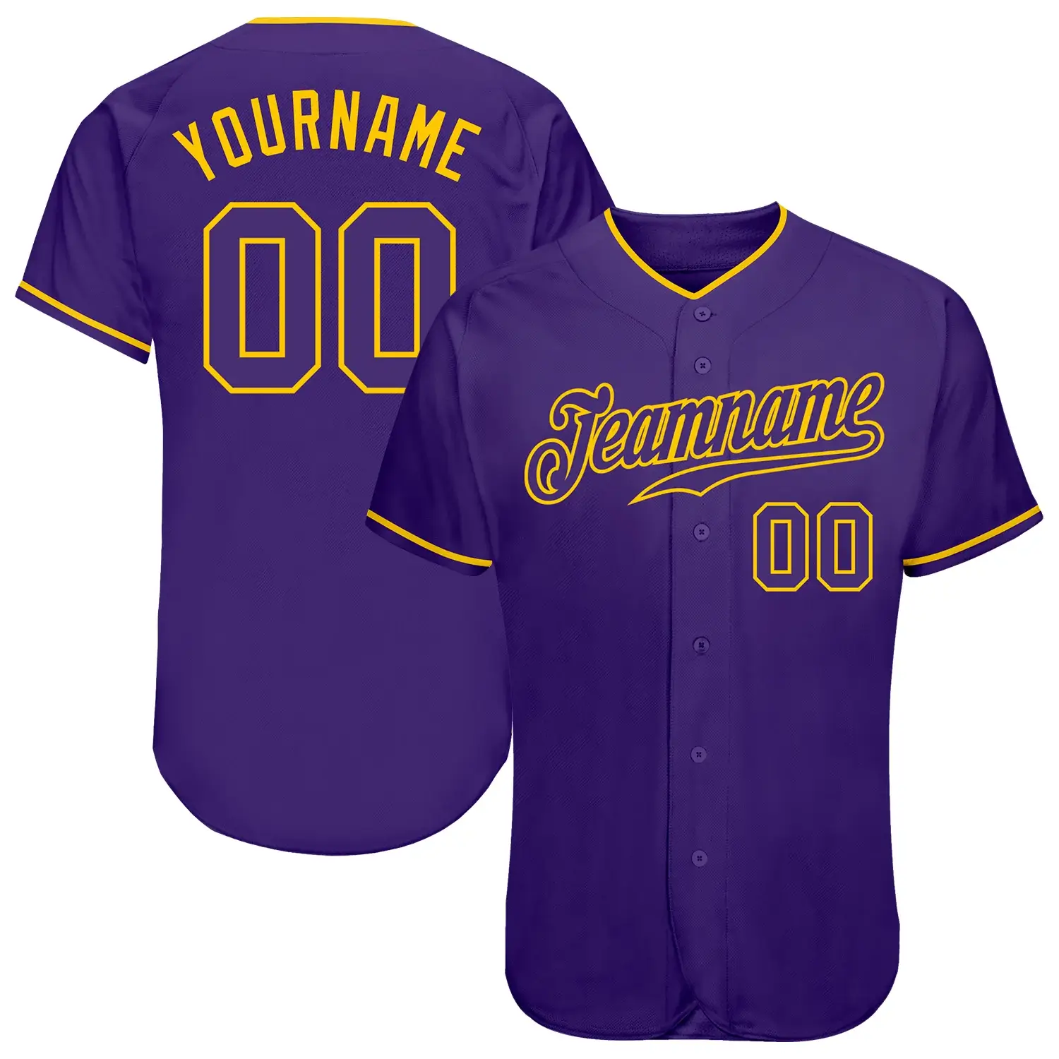 Custom Purple Baseball Jersey with Purple-Gold