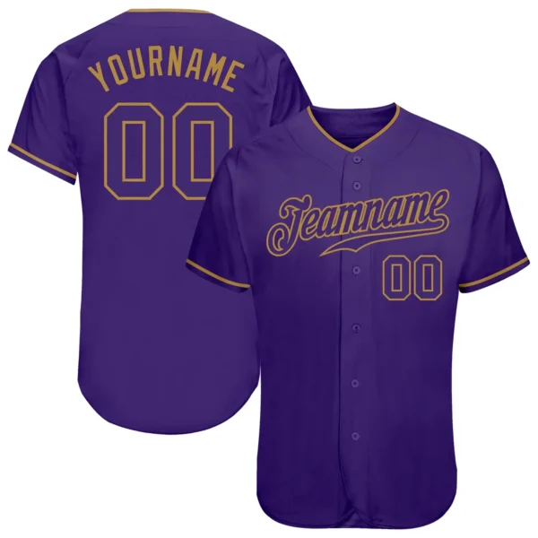 Custom Purple Baseball Jersey with Purple-Old Gold