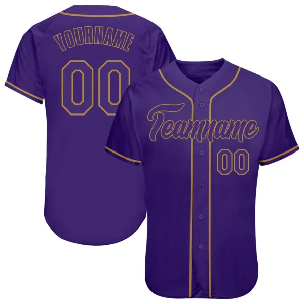 Custom Purple Baseball Jersey with Purple-Old Gold
