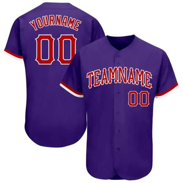 Custom Purple Baseball Jersey with Red-White