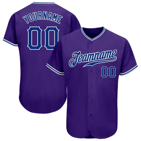Custom Purple Baseball Jersey with Royal-White