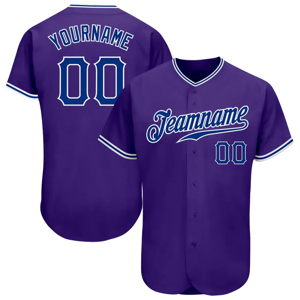 Custom Purple Baseball Jersey with Royal-White