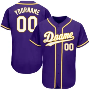 Custom Purple Baseball Jersey with White-Gold