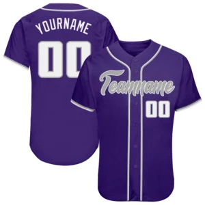 Custom Purple Baseball Jersey with White-Gray