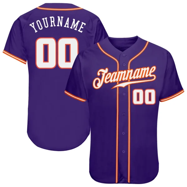 Custom Purple Baseball Jersey with White-Orange