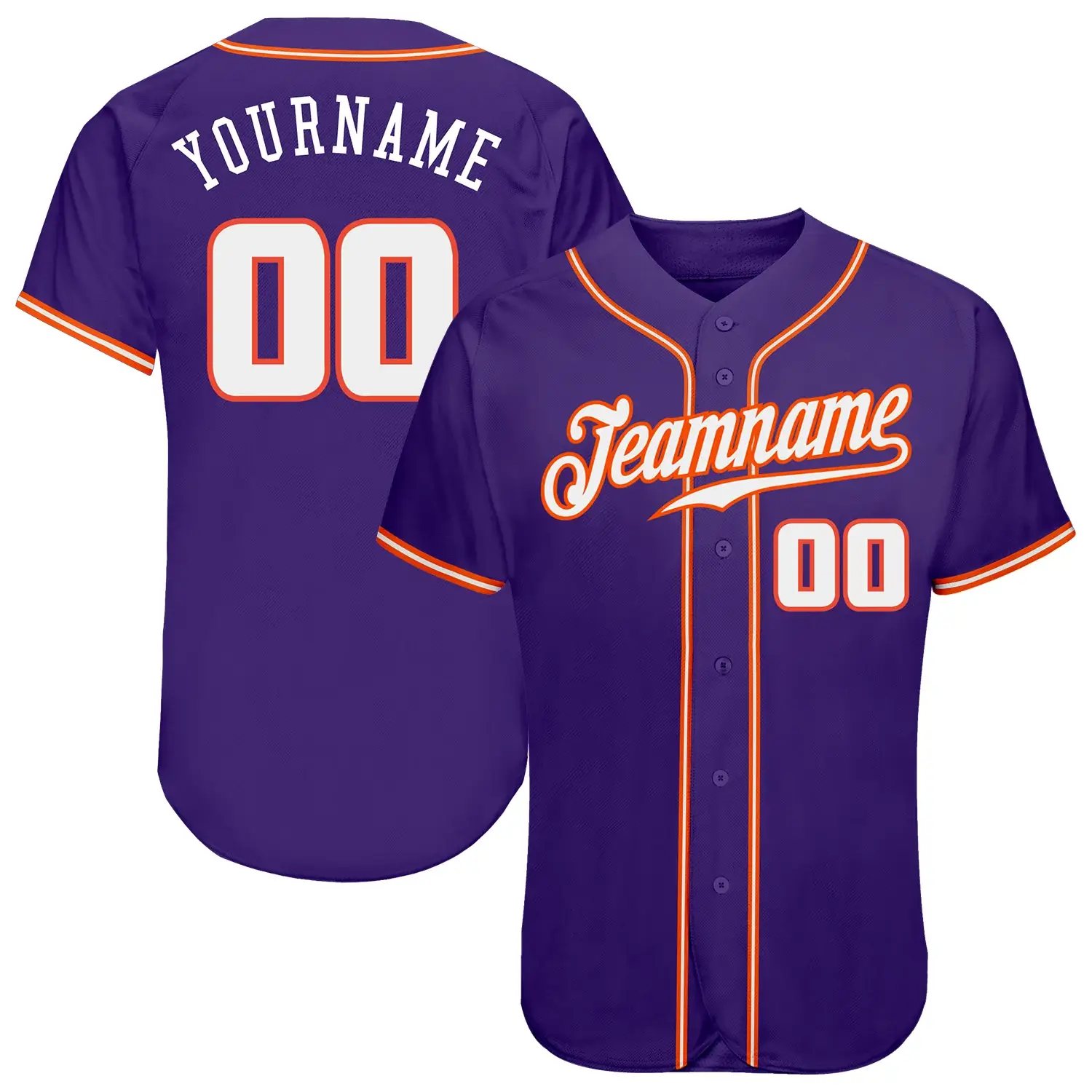 Custom Purple Baseball Jersey with White-Orange