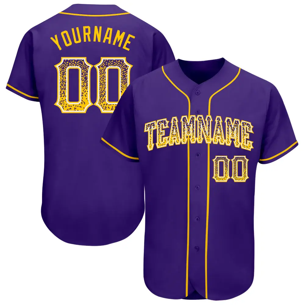 Custom Purple Drift Fashion Baseball Jersey with Gold-White