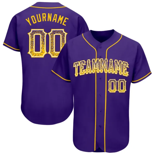 Custom Purple Drift Fashion Baseball Jersey with Gold-White