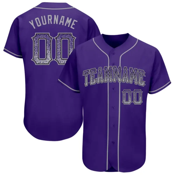 Custom Purple Drift Fashion Baseball Jersey with Gray-Black
