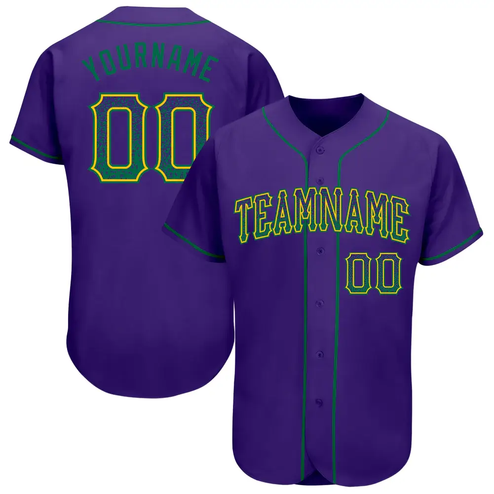 Custom Purple Drift Fashion Baseball Jersey with Kelly Green-Gold