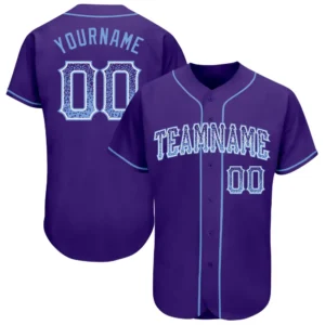 Custom Purple Drift Fashion Baseball Jersey with Ligth Blue-White