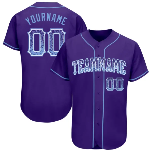 Custom Purple Drift Fashion Baseball Jersey with Ligth Blue-White