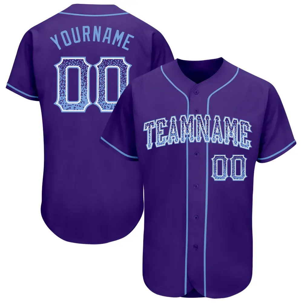 Custom Purple Drift Fashion Baseball Jersey with Ligth Blue-White