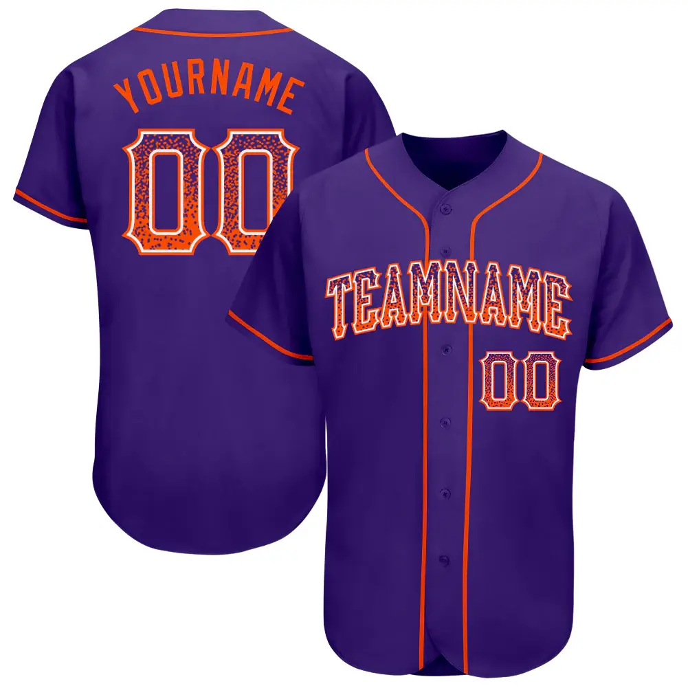 Custom Purple Drift Fashion Baseball Jersey with Orange-White