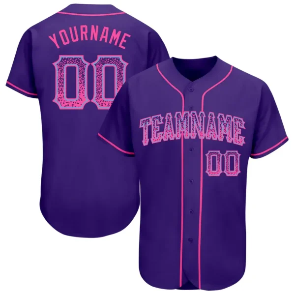 Custom Purple Drift Fashion Baseball Jersey with Pink-Light Blue