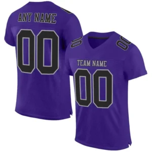 Custom Purple Mesh Football Jersey with Black