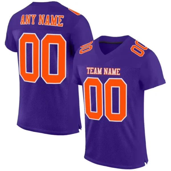 Custom Purple Mesh Football Jersey with Orange