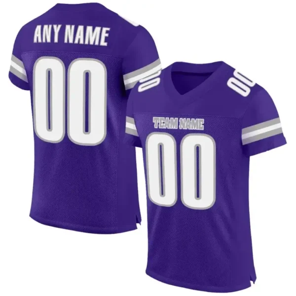 Custom Purple Mesh Football Jersey with White