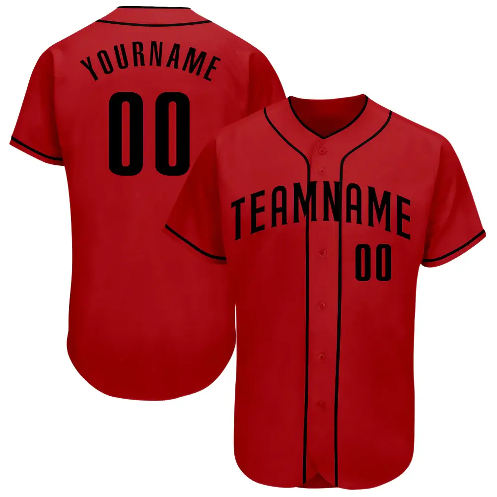 Custom Red Baseball Jersey with Black